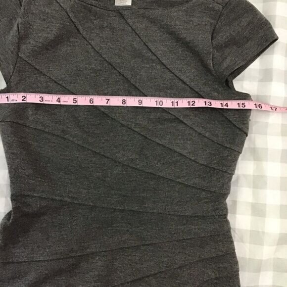 London Times sheath dress charcoal grey short sleeves slimming size 4 - Picture 9 of 13